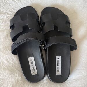 Steve Madden Black Mayven Slide Sandal